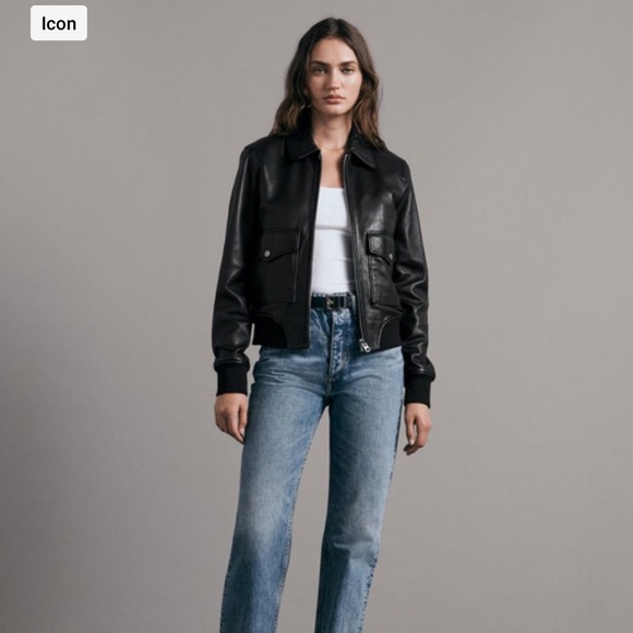 NWT $1200 Rag & Bone ICONS ‘Andrea’ black Leather Jacket - Picture 3 of 15